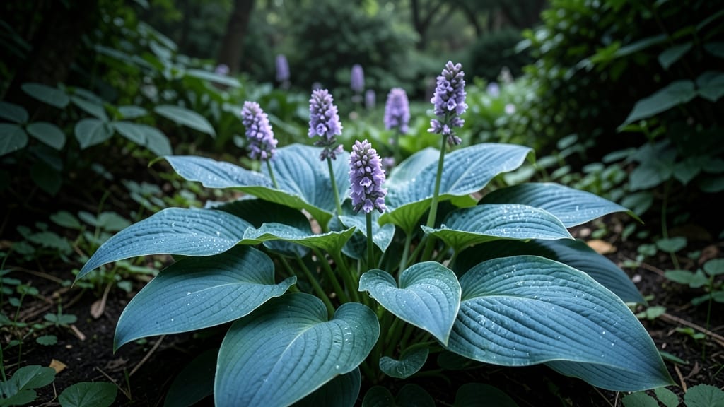 Hosta 'Blue Angel' with Lavender Flowers