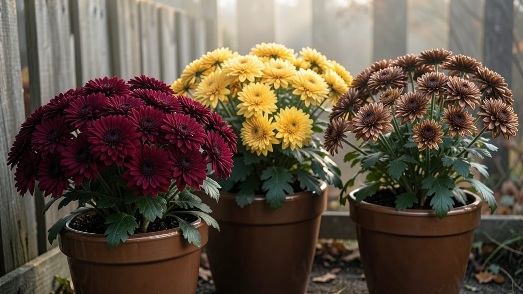 Mums (Chrysanthemums) in Deep Autumn Tones