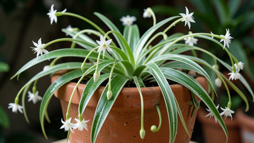 Spider Plant's Arching Green Stems