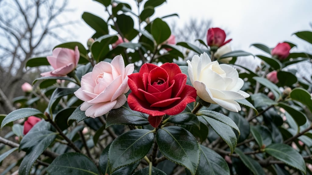 Camellia Japonica Winter Blooms