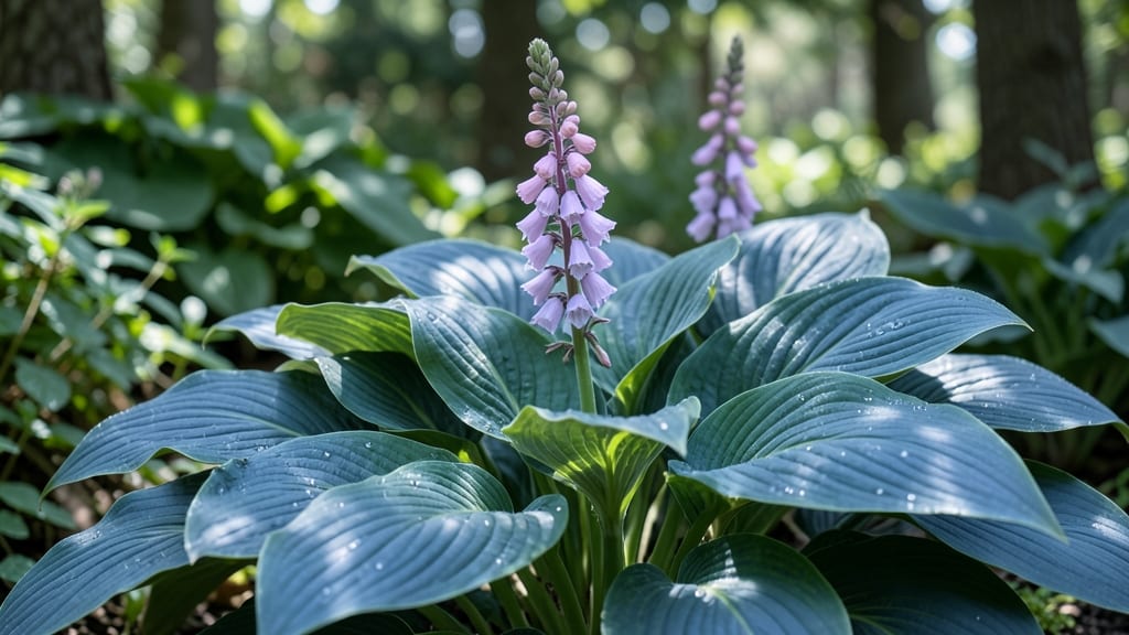 Hosta 'Blue Angel' with Lavender Flowers
