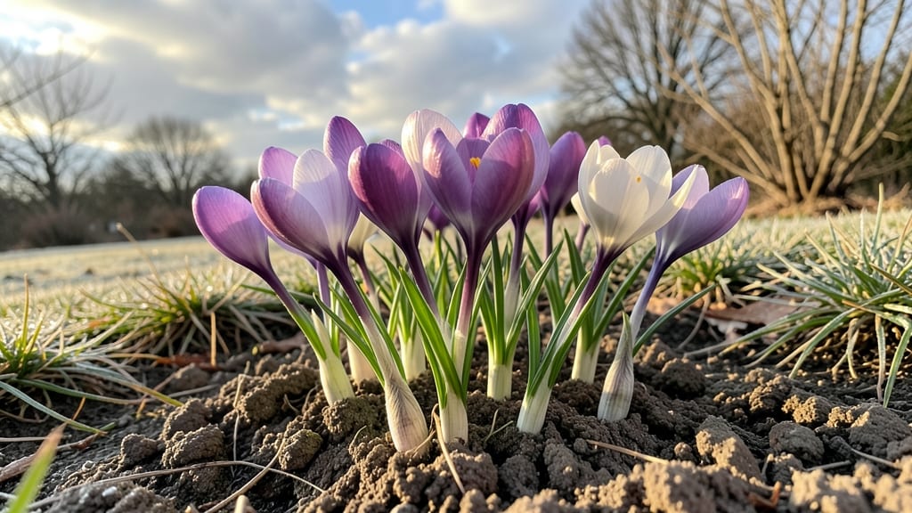 Crocus: Purple and White Clusters for Early Spring