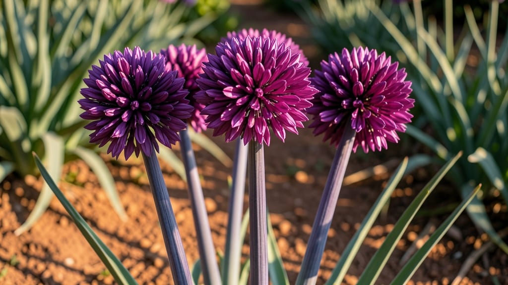 Alliums with Globe-Shaped Purple Blooms