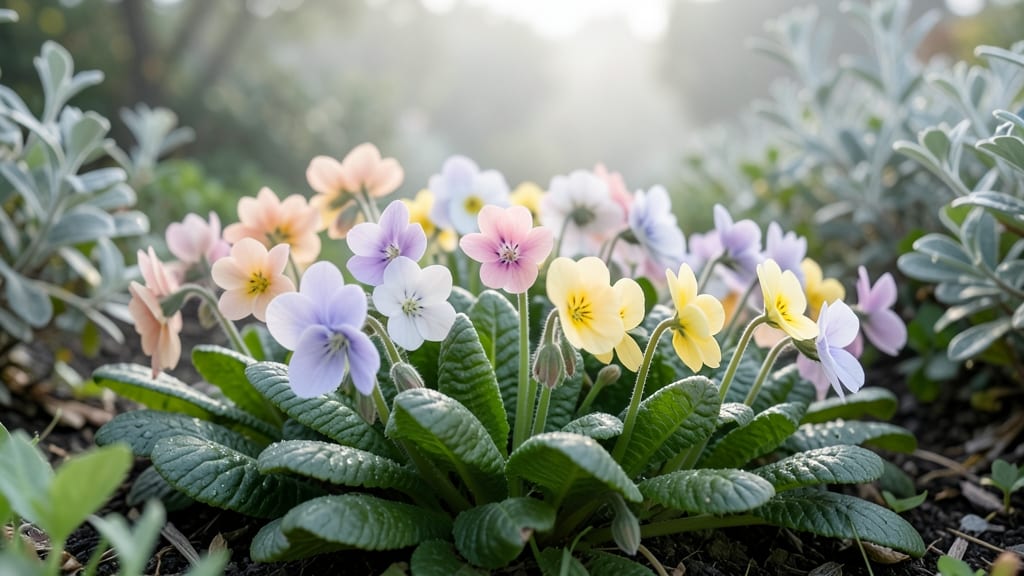 Primrose Flowers in Soft Pastel Colors