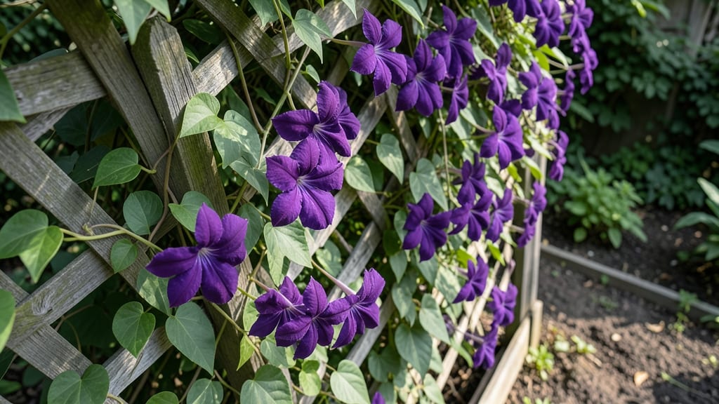 Clematis 'Jackmanii' for Bold Purple Blooms