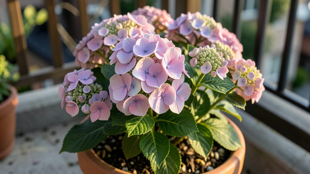 Dwarf Hydrangea with Compact Pink Blooms