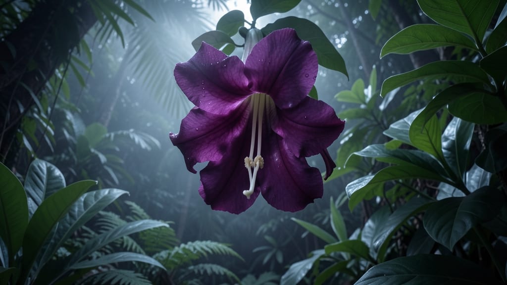 Angel's Trumpet with Exotic Purple Blooms
