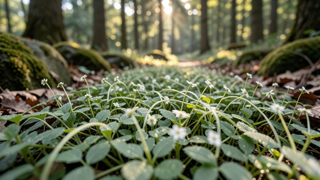 Sweet Woodruff with Star-Shaped White Flowers