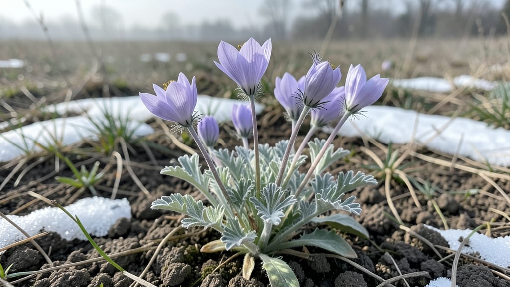 Pulsatilla Lupin With Silky Lavender Flowers