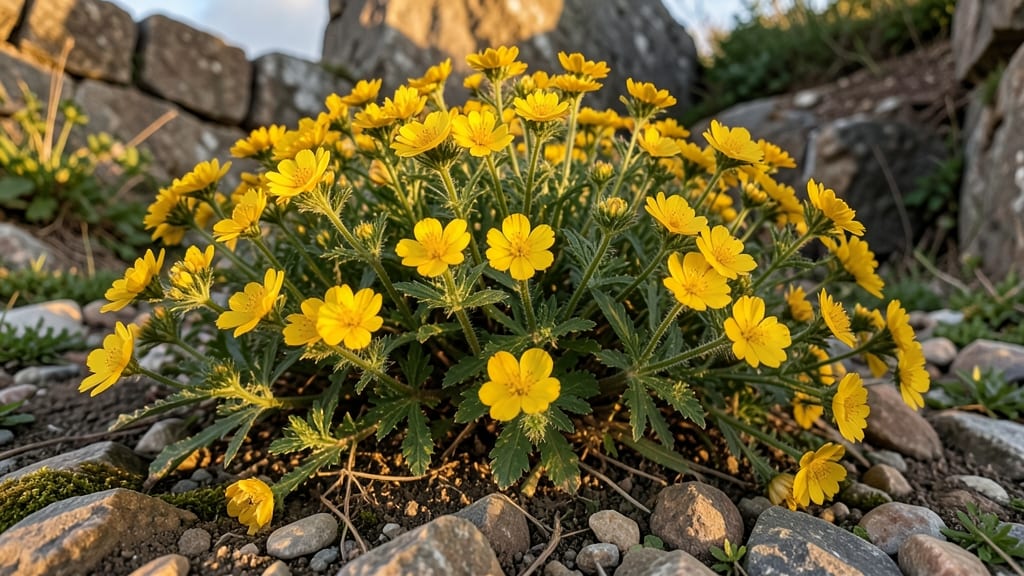 Potentilla with Golden Yellow Blooms