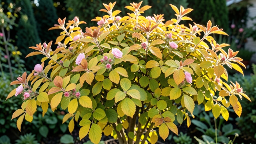 Spirea 'Goldflame': Golden Foliage with Late Pink Blooms